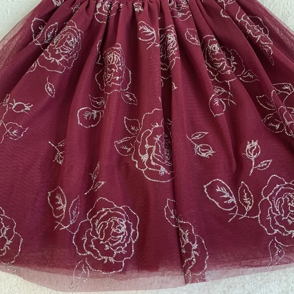 Knitworks Burgundy Glitter Roses Tank Dress 10 EUC - Picture 3 of 10